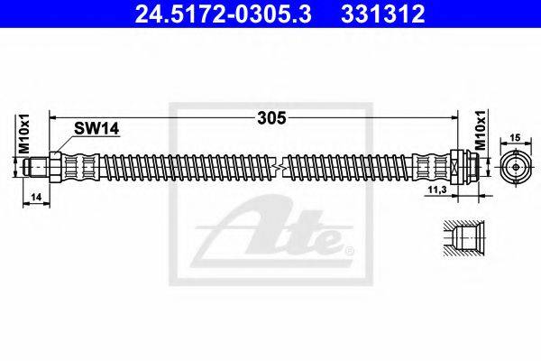 ATE 331312 Гальмівний шланг