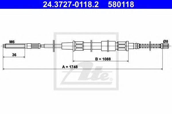 PEX 40.853 Трос, стоянкова гальмівна система