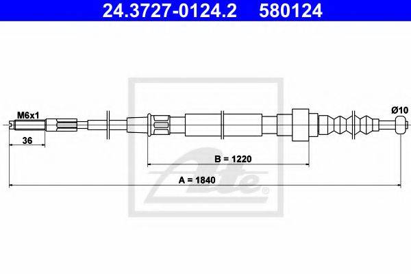 ATE 580124 Трос, стоянкова гальмівна система