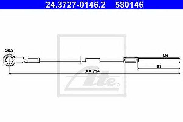 PEX 4.0037 Трос, стоянкова гальмівна система