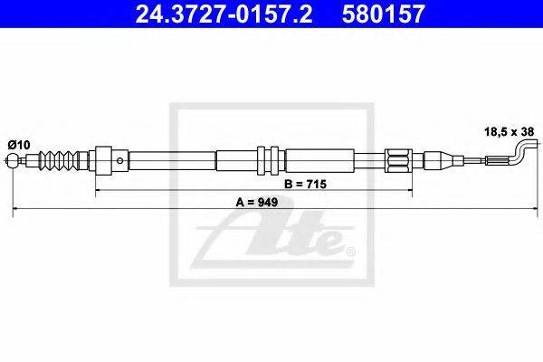 PEX 41499 Трос, стоянкова гальмівна система