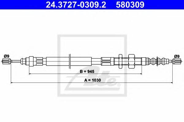 PEX 41.007 Трос, стоянкова гальмівна система