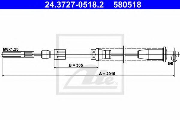 PEX 4.0237 Трос, стоянкова гальмівна система