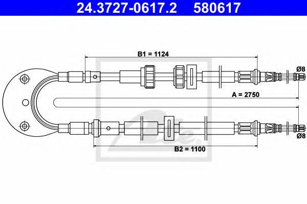PEX 40.953 Трос, стоянкова гальмівна система