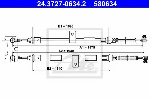 FORD 1014214 Трос, стоянкова гальмівна система