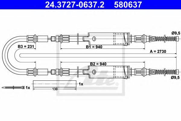 PEX 4.1367 Трос, стоянкова гальмівна система