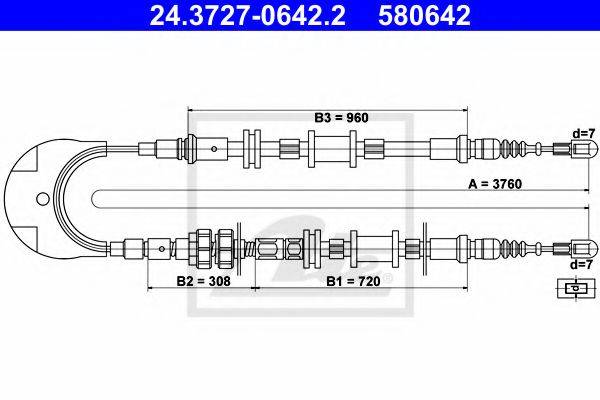 PEX 41362 Трос, стоянкова гальмівна система