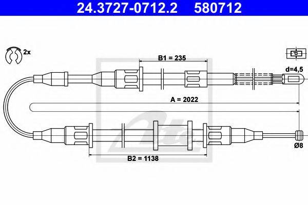 PEX 40.490 Трос, стоянкова гальмівна система