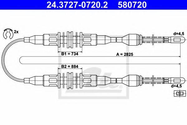 PEX 40.483 Трос, стоянкова гальмівна система