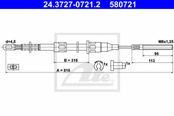 PEX 40.472 Трос, стоянкова гальмівна система