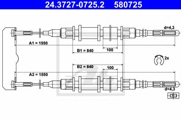 OPEL 522575 Трос, стоянкова гальмівна система