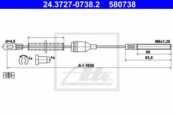 PEX 4.1060 Трос, стоянкова гальмівна система