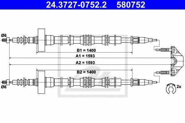 PEX 4.1432 Трос, стоянкова гальмівна система