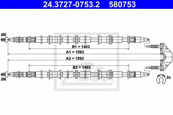 PEX 4.1535 Трос, стоянкова гальмівна система