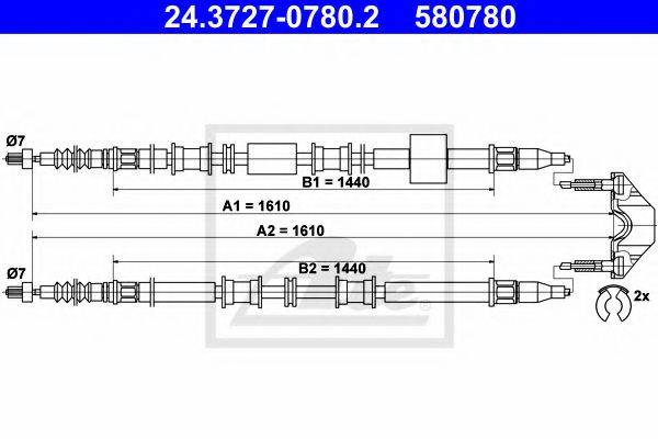 PEX 41601 Трос, стоянкова гальмівна система