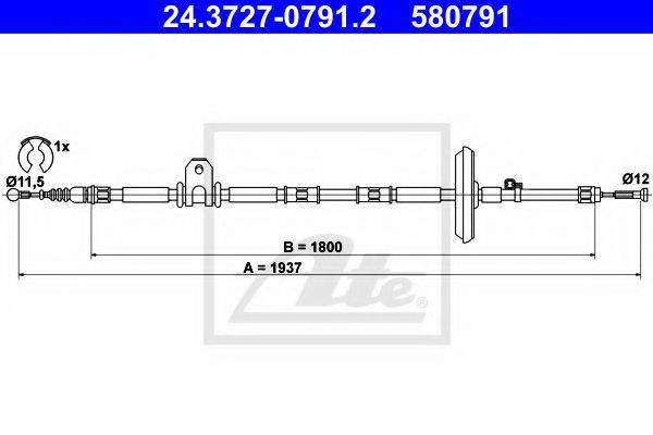 OPEL 522047 Трос, стоянкова гальмівна система