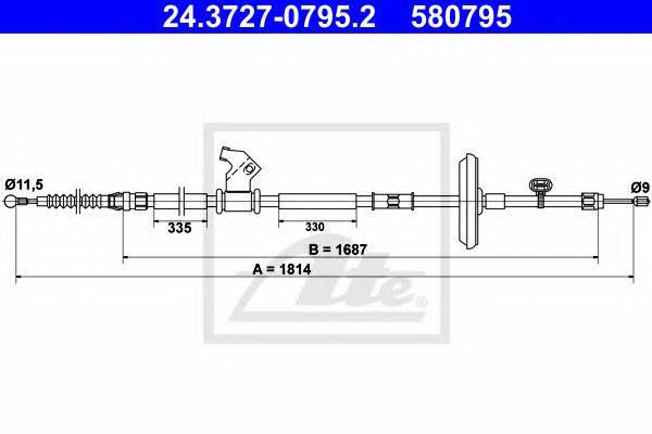 CHEVROLET 13367628 Трос, стоянкова гальмівна система