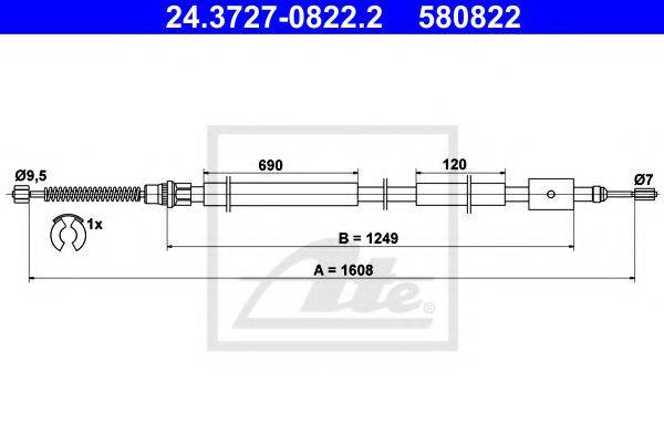 PEX 4.1522 Трос, стоянкова гальмівна система
