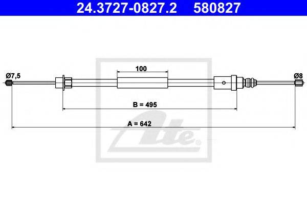 PEX 4.1445 Трос, стоянкова гальмівна система