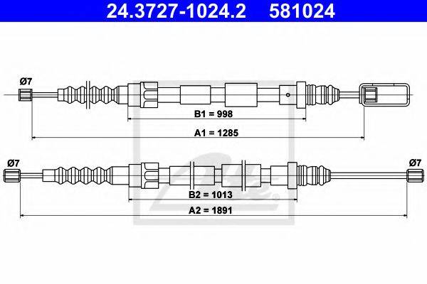 ATE 581024 Трос, стоянкова гальмівна система