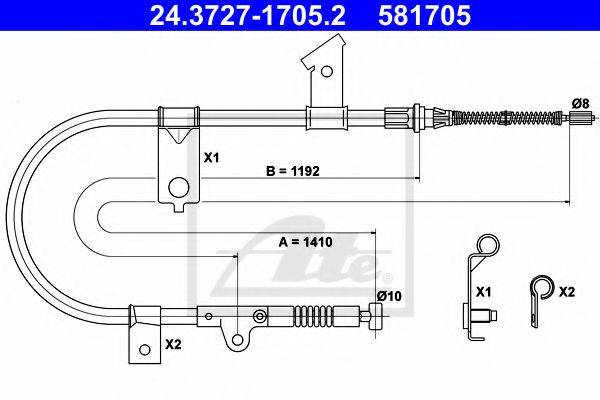 BENDIX 434363B Трос, стоянкова гальмівна система