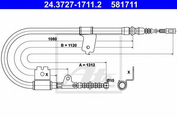 PEX 41428 Трос, стоянкова гальмівна система