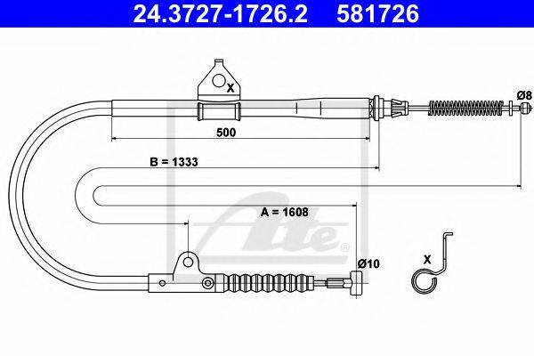 PEX 41164 Трос, стоянкова гальмівна система