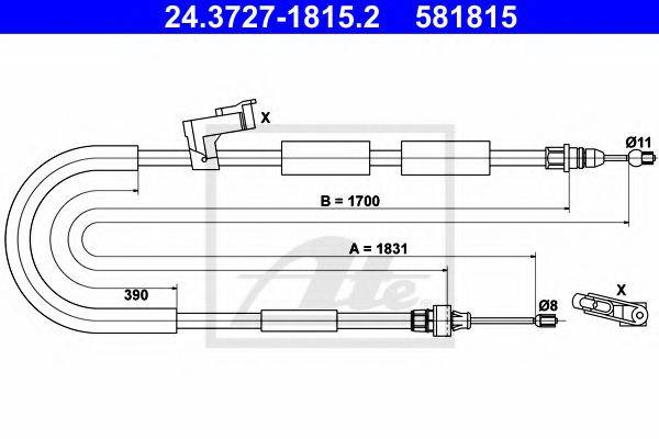 BENDIX 434445B Трос, стоянкова гальмівна система