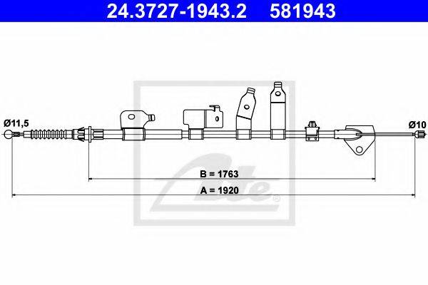 TOYOTA 46420-02121 Трос, стоянкова гальмівна система