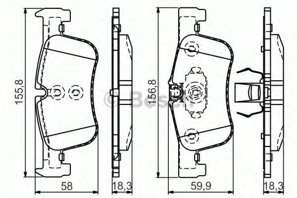 BOSCH 25015 Комплект гальмівних колодок, дискове гальмо