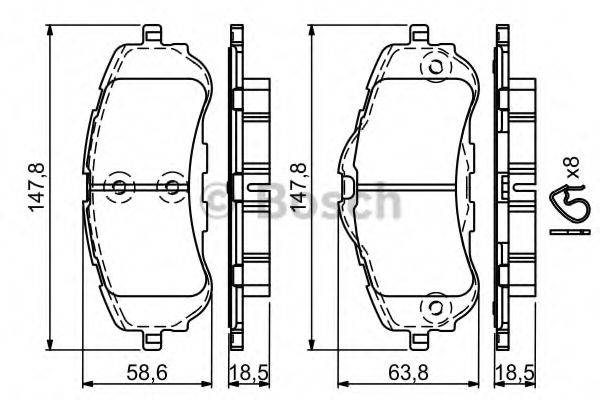 BOSCH 25583 Комплект гальмівних колодок, дискове гальмо