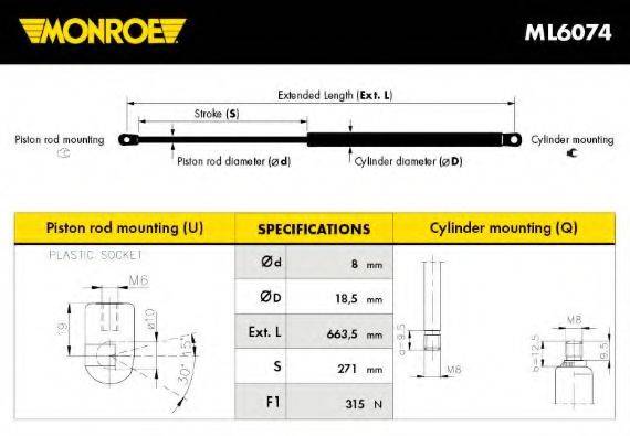 STABILUS 874029 Газова пружина, капот