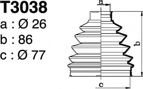 DEPA T3038 Комплект пильника, приводний вал
