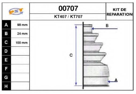 SNRA 00707 Комплект пильника, приводний вал