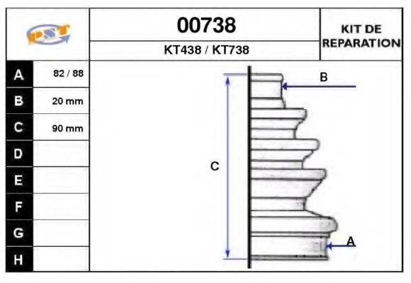 SNRA KT738 Комплект пильника, приводний вал
