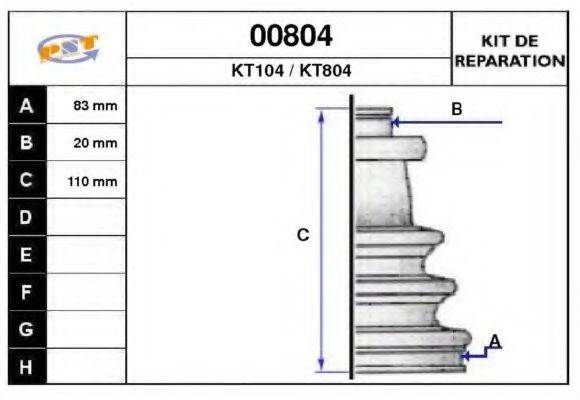 SNRA 00804 Комплект пильника, приводний вал