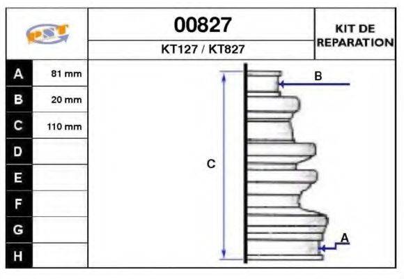 SNRA KT127 Комплект пильника, приводний вал