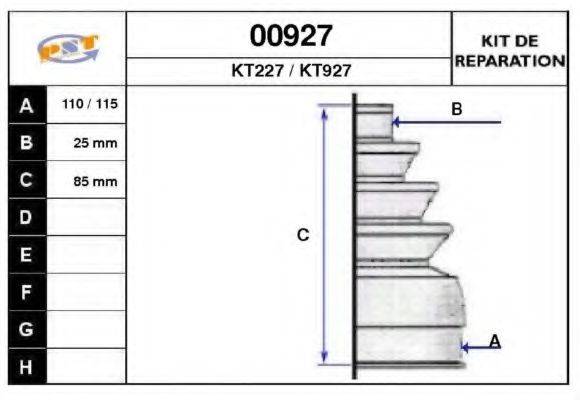 SNRA 00927 Комплект пильника, приводний вал