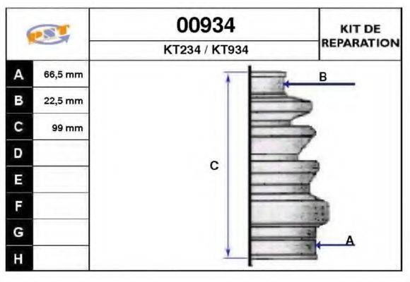 SNRA KT234 Комплект пильника, приводний вал