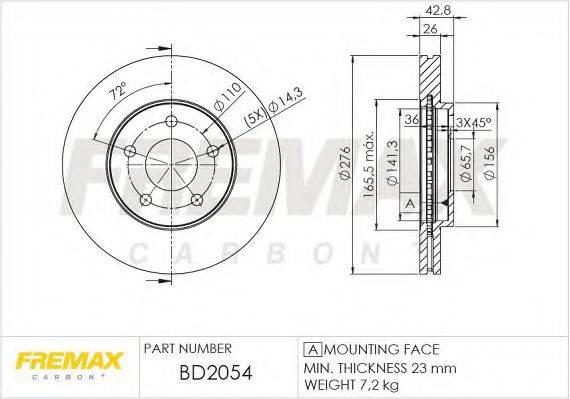 FREMAX BD2054 гальмівний диск