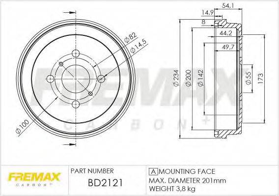 FREMAX BD2121 Гальмівний барабан