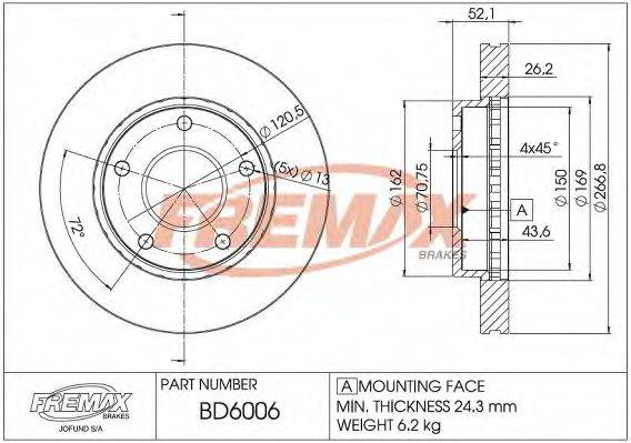 FREMAX BD6006 гальмівний диск