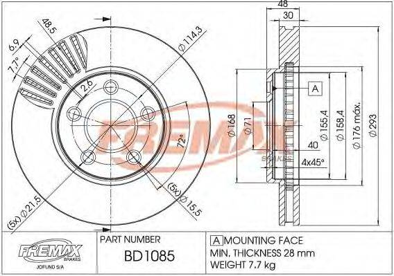 FREMAX BD1085 гальмівний диск