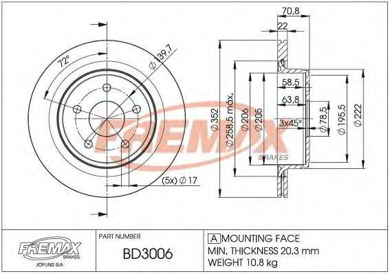 FREMAX BD3006 гальмівний диск
