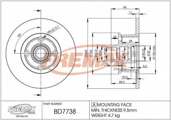CHEVROLET 94 607 738 гальмівний диск
