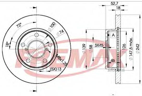 AUTODISTRUBUTION 5528 гальмівний диск