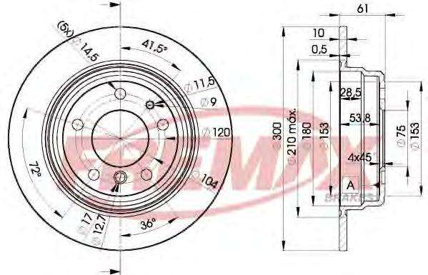AUTODISTRUBUTION 5614 гальмівний диск