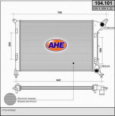 AHE 104101 Радіатор, охолодження двигуна