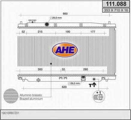 AHE 111088 Радіатор, охолодження двигуна