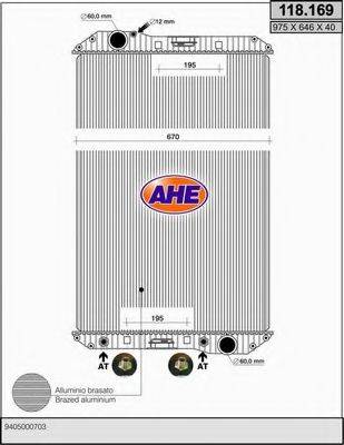 AHE 118169 Радіатор, охолодження двигуна